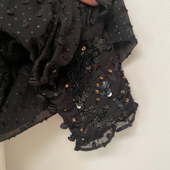 Zara Plumentis Bolero Sequin Dot Mesh Tasseled Black Party Jacket 5107/070 Sz XS - Picture 9 of 14